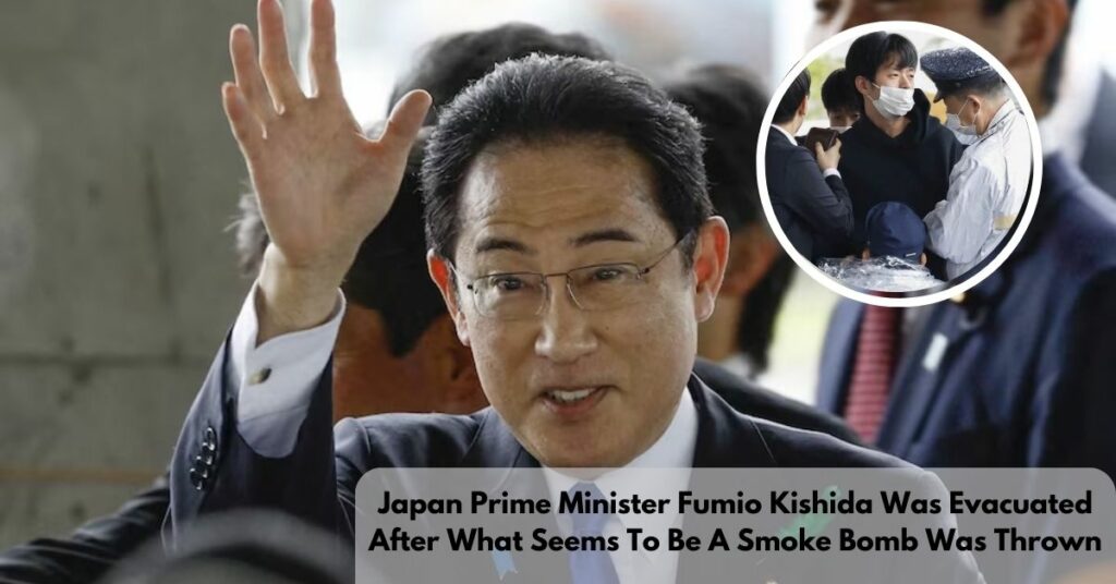 Japan Prime Minister Fumio Kishida Was Evacuated After What Seems To Be A Smoke Bomb Was Thrown