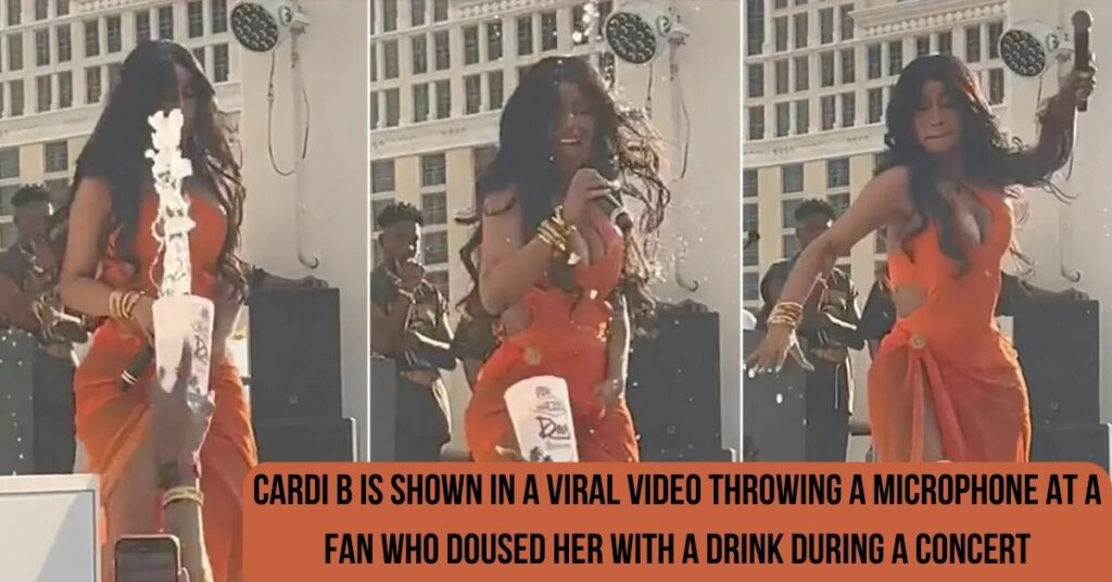 Cardi B Is Shown In A Viral Video Throwing A Microphone At A Fan Who Doused Her With A Drink During A Concert